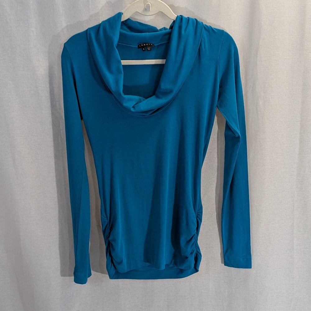Theory Size Small Mock Turtleneck Top Cerulean - image 5